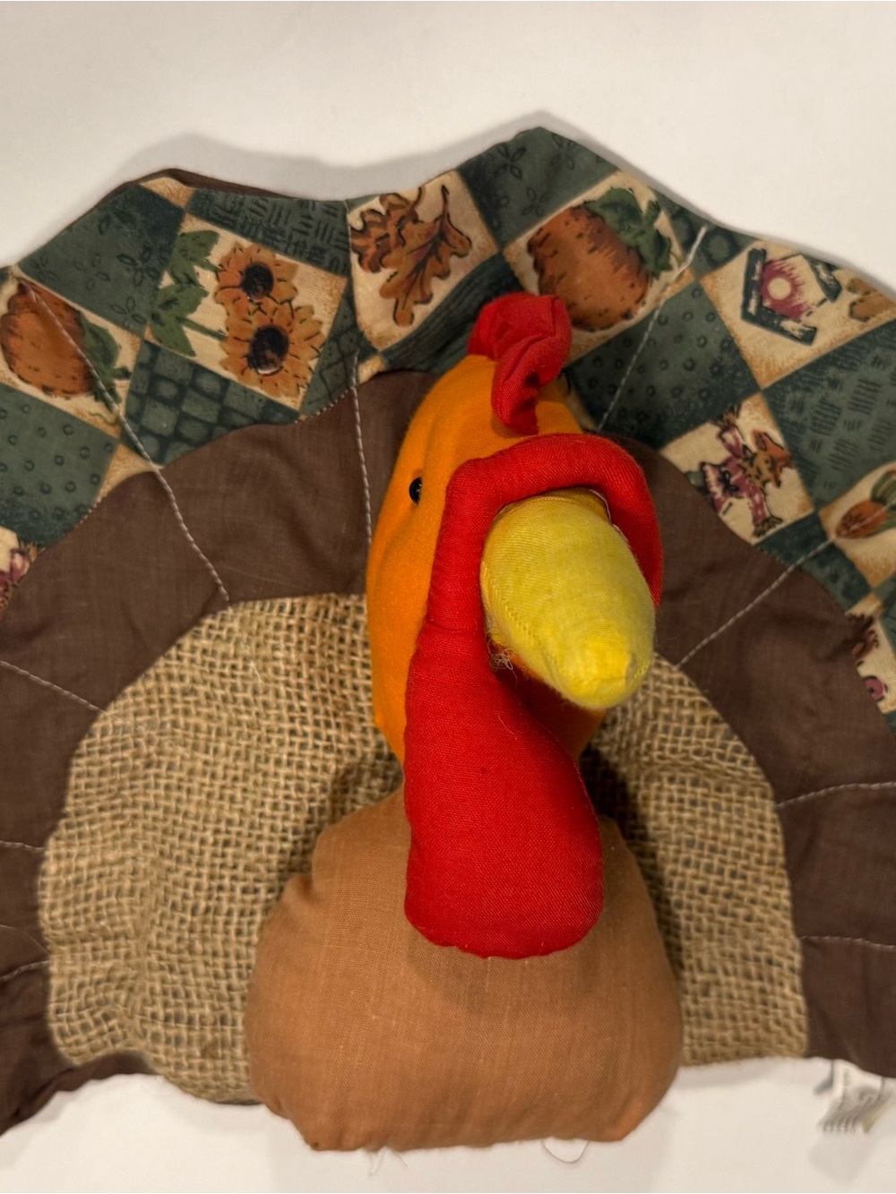 Handcrafted Orange and Red Turkey Accent Pillow by